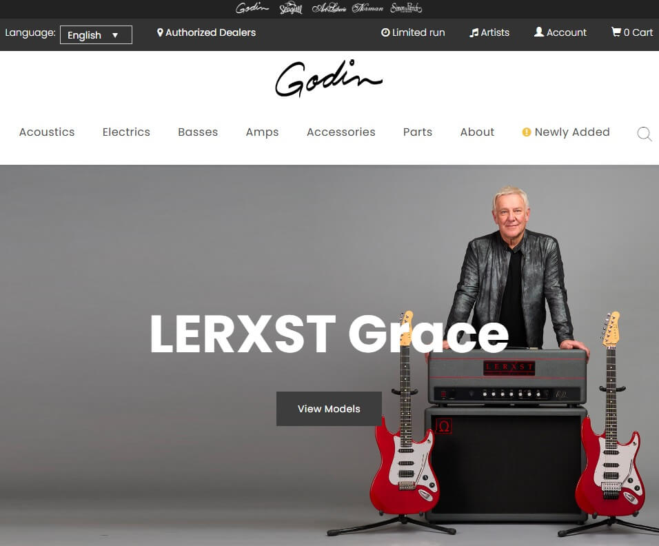 Godin guitars - woocommerce interneto svetainė